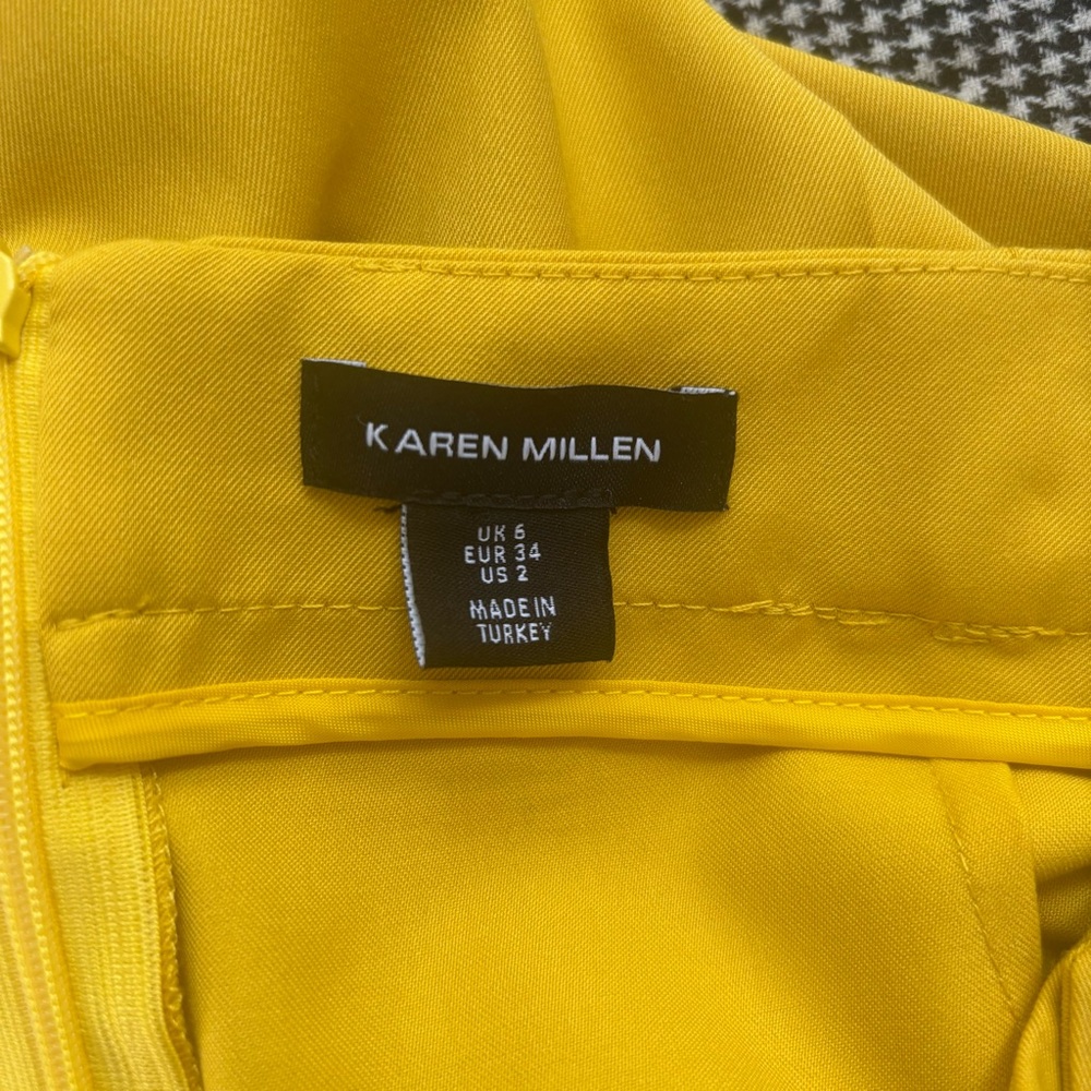 Karen Millen Polished Seam Detail Slim-fit Trouser in Yellow Size 2 - Picture 7 of 8